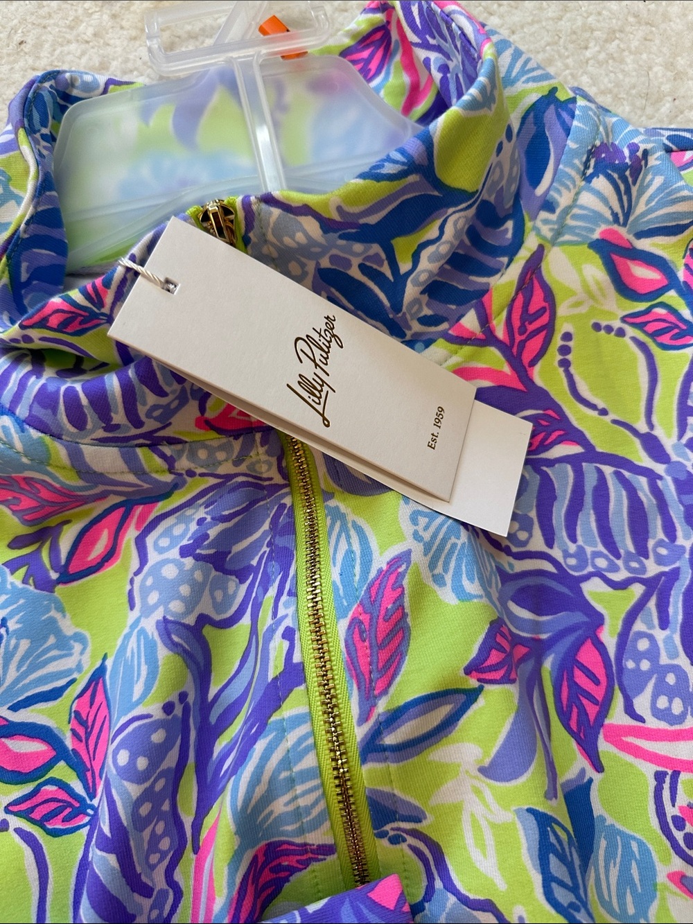 Lilly Pulitzer Leona UPF 50+ zip up dew drop stay fly top women’s XL floral